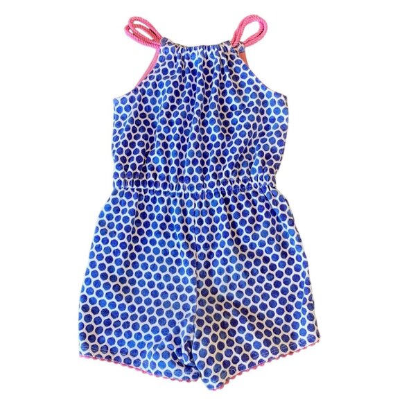 JOULES Summer Romper Girls 2-3 2T 3T Blue Polka Dot Playsuit Toddler Girl - Picture 1 of 7